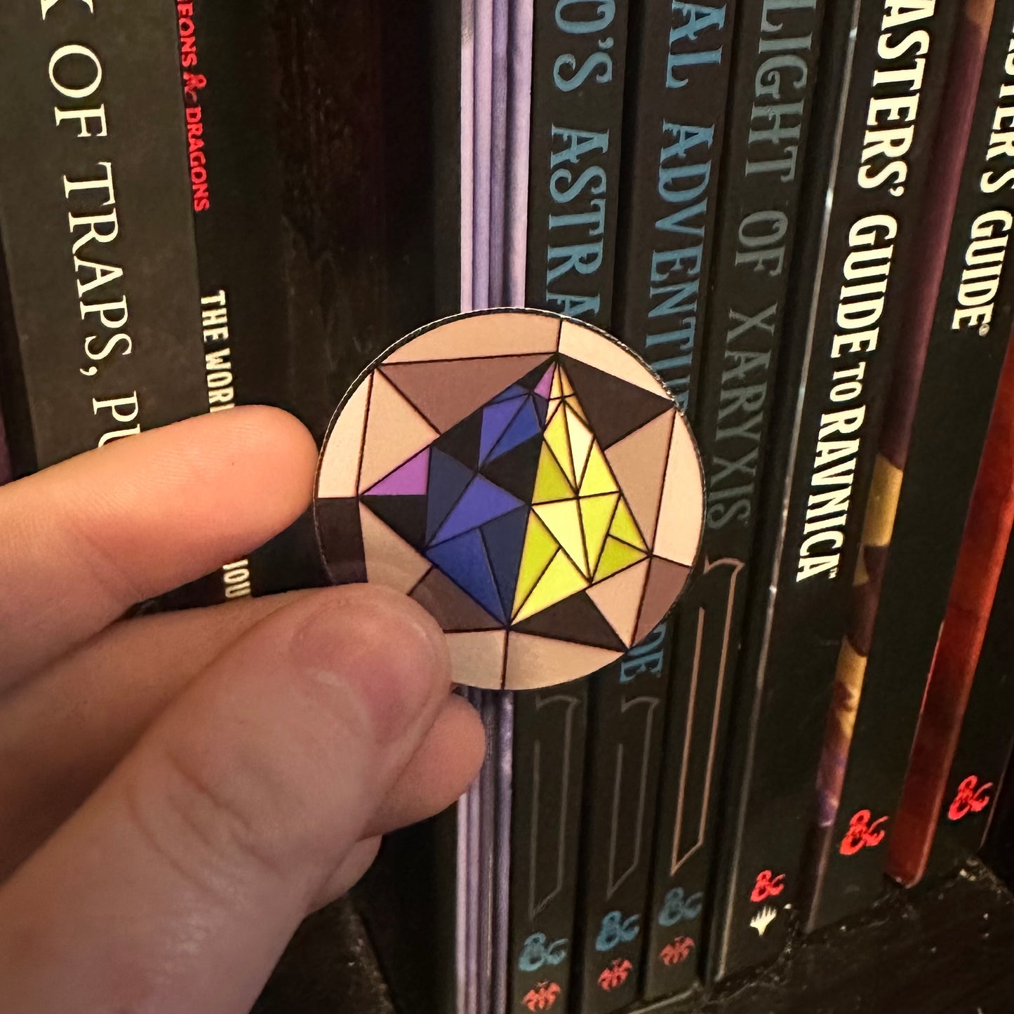 Stained Glass Polyhedral Dic Sticker - 1.5” Mini Vinyl - Durable, Laminated, Water Resistant