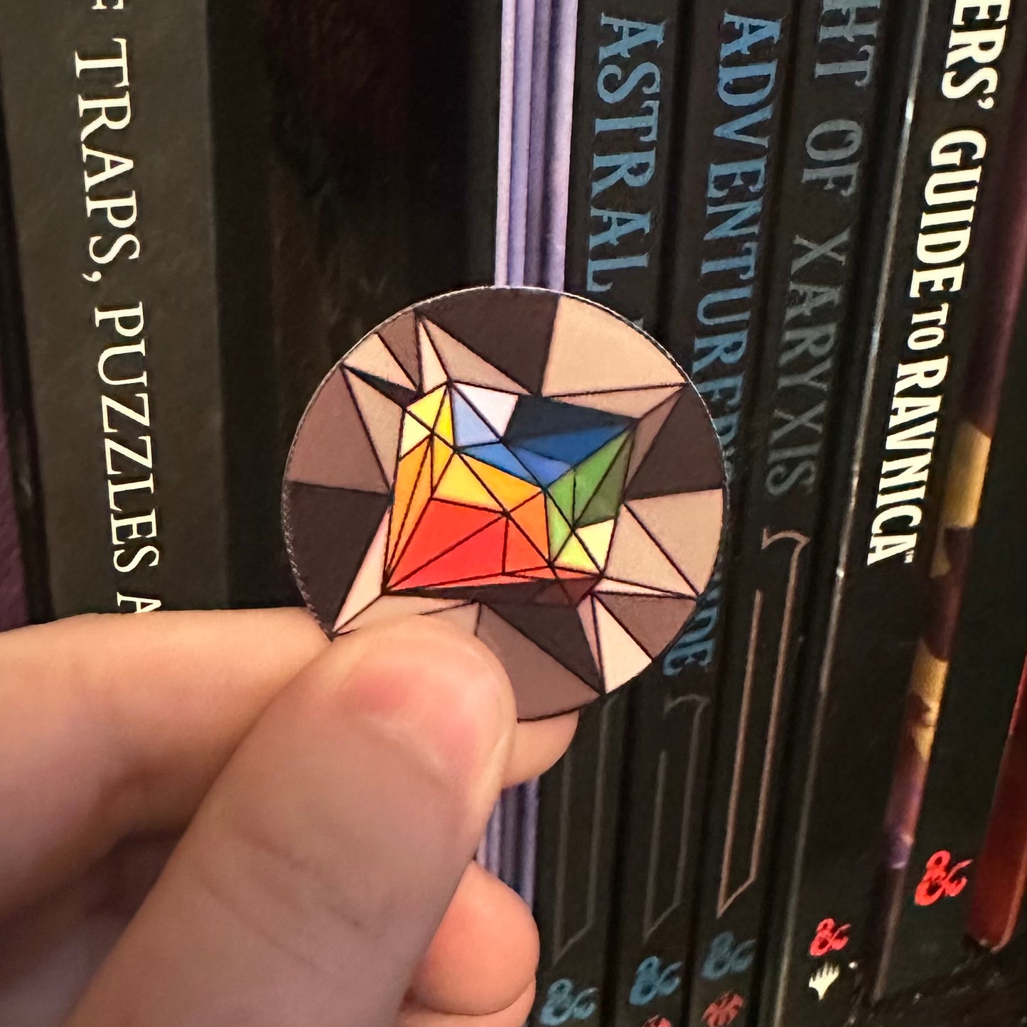 Stained Glass Polyhedral Dic Sticker - 1.5” Mini Vinyl - Durable, Laminated, Water Resistant