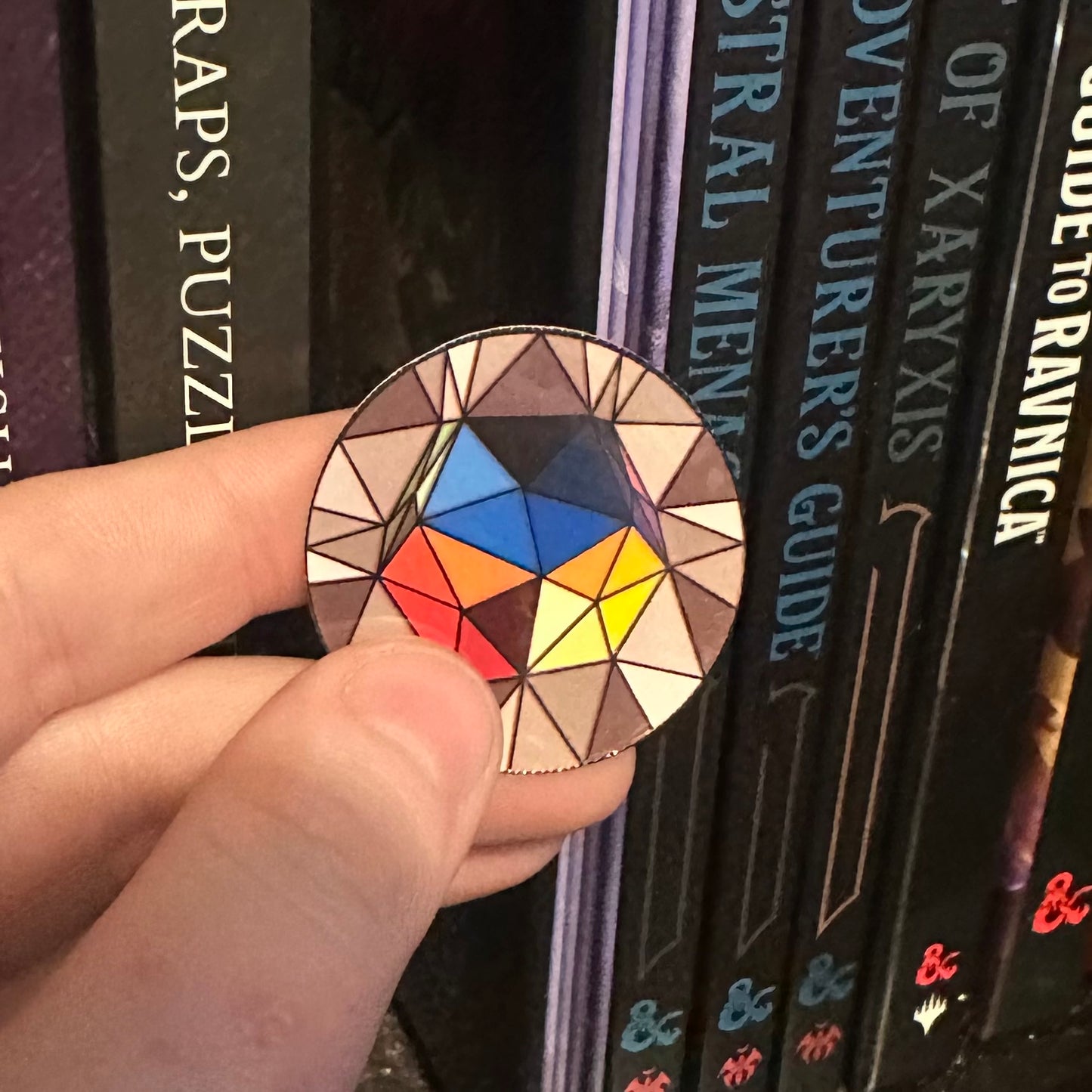 Stained Glass Polyhedral Dic Sticker - 1.5” Mini Vinyl - Durable, Laminated, Water Resistant