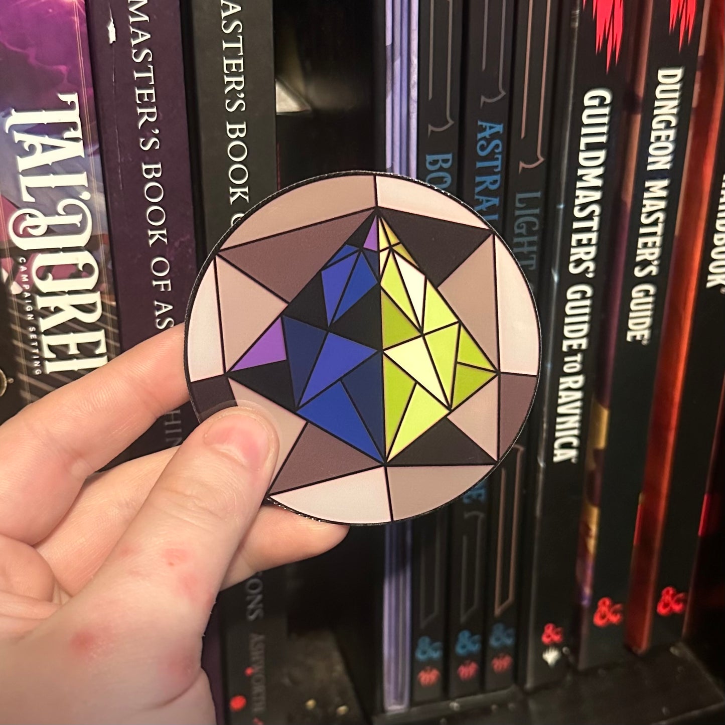 Stained-Glass Polyhedral Dice Sticker – 3" Vinyl – Durable, Laminated, Water Resistant