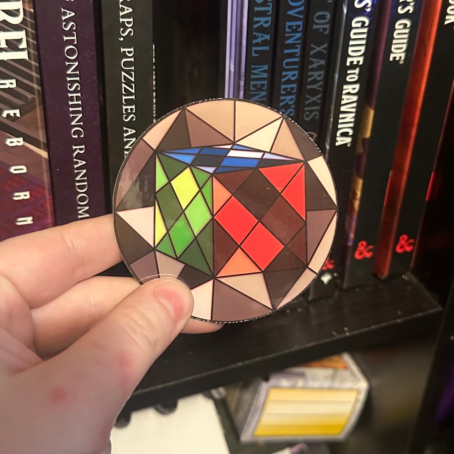 Stained-Glass Polyhedral Dice Sticker – 3" Vinyl – Durable, Laminated, Water Resistant