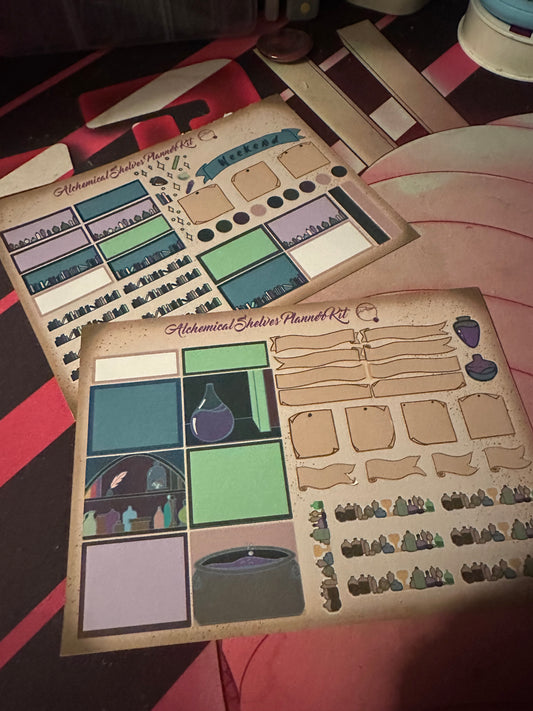 Alchemical Shelves Planner Kit – Potion-Shelf Deco + Labels Bundle – Mystic Pastels & Arcane Greens