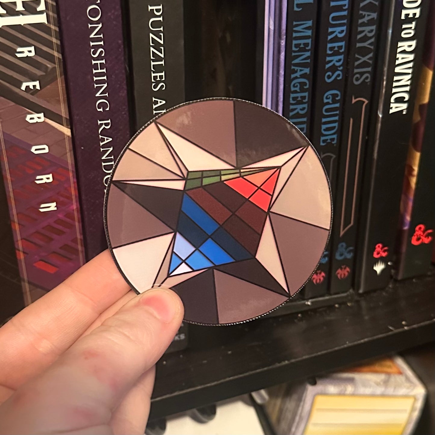 Stained-Glass Polyhedral Dice Sticker – 3" Vinyl – Durable, Laminated, Water Resistant
