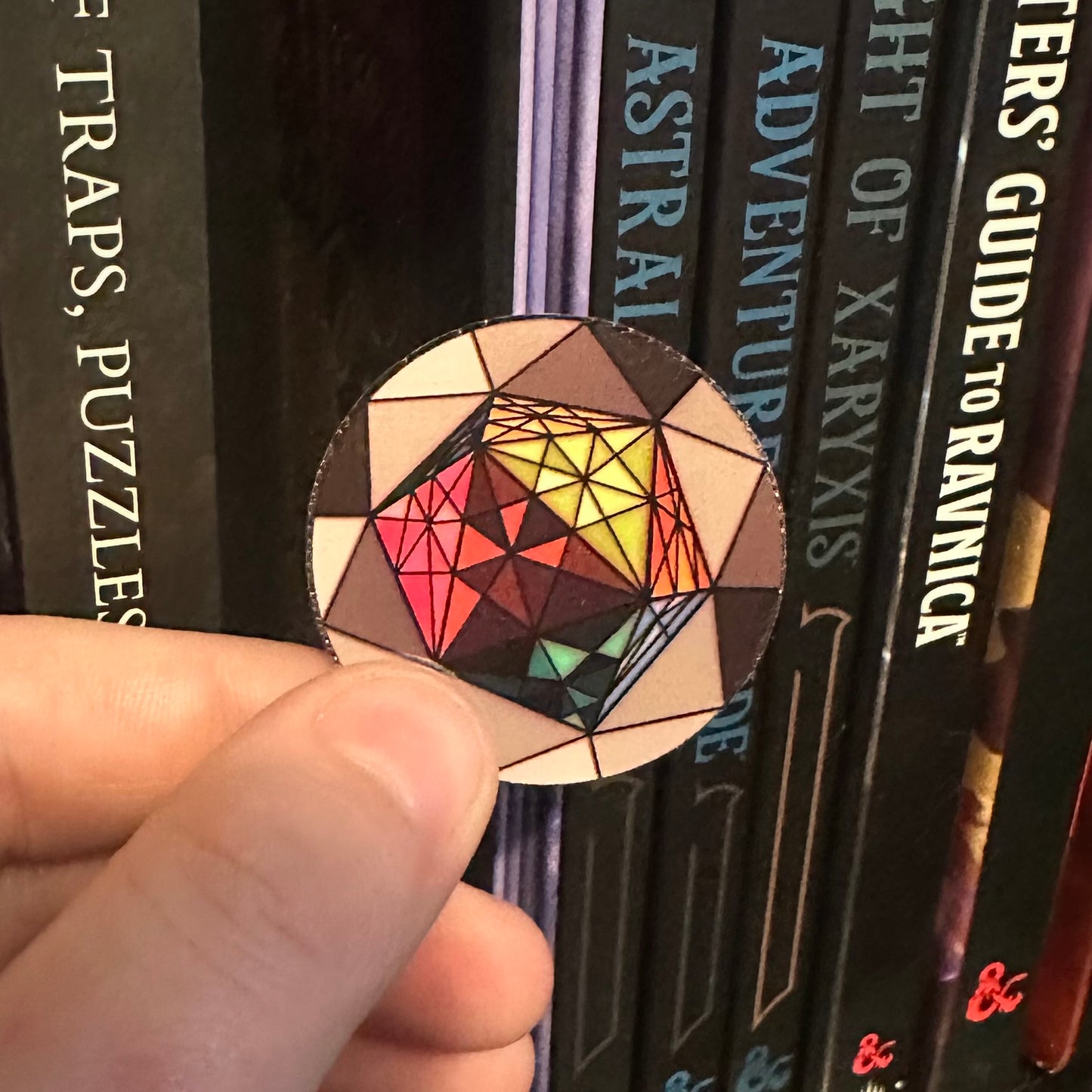 Stained Glass Polyhedral Dic Sticker - 1.5” Mini Vinyl - Durable, Laminated, Water Resistant