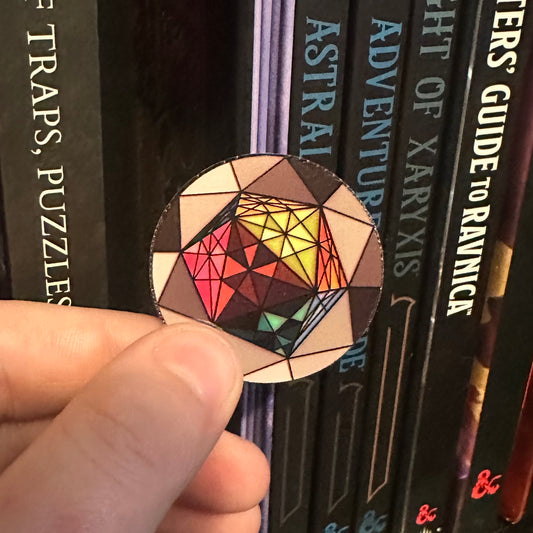 Stained Glass Polyhedral Dic Sticker - 1.5” Mini Vinyl - Durable, Laminated, Water Resistant