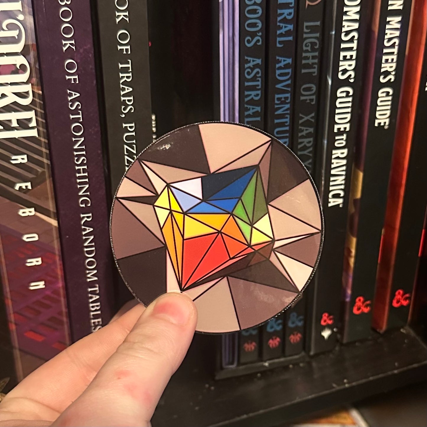 Stained-Glass Polyhedral Dice Sticker – 3" Vinyl – Durable, Laminated, Water Resistant