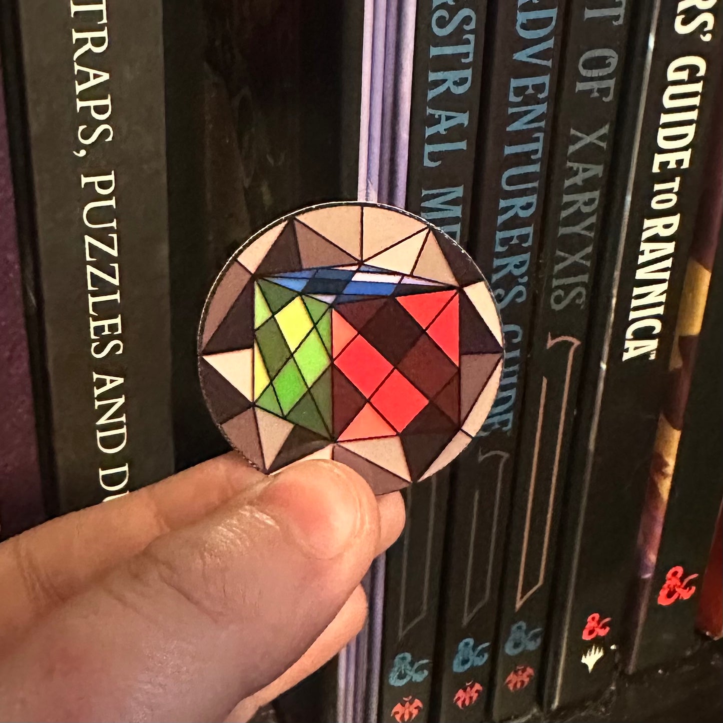 Stained Glass Polyhedral Dic Sticker - 1.5” Mini Vinyl - Durable, Laminated, Water Resistant