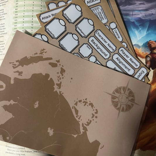 Dungeons &amp; Dragons Dry Erase Character Sheet Stickers – Reusable Vinyl Set with Laminated Storage Folder