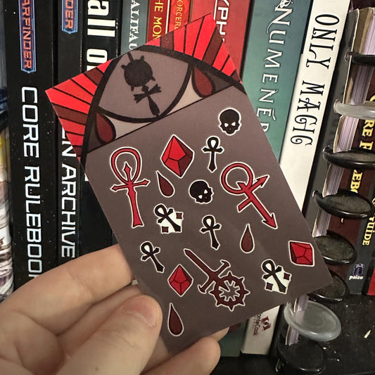 3" x 4.5" Vampire: The Masquerade Gothic Sticker Sheet – Symbols of Blood, Power, and Legacy